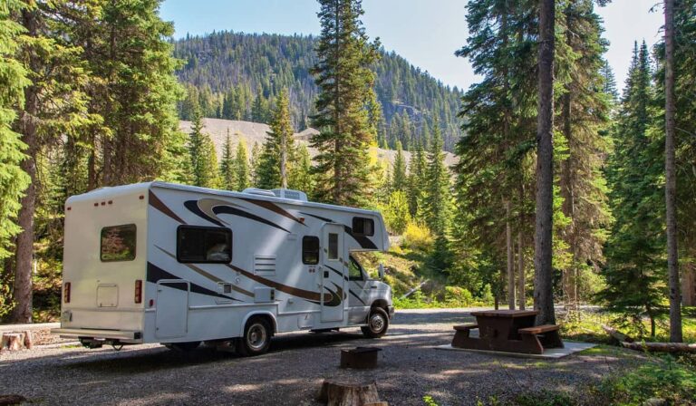 An RV in a Jasper campground
