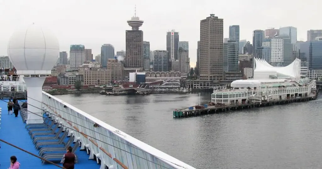 Sailing out of the Vancouver cruise port