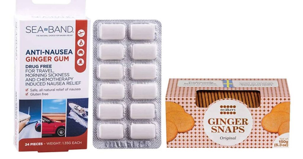 Ginger gum and ginger snaps help prevent seasickness