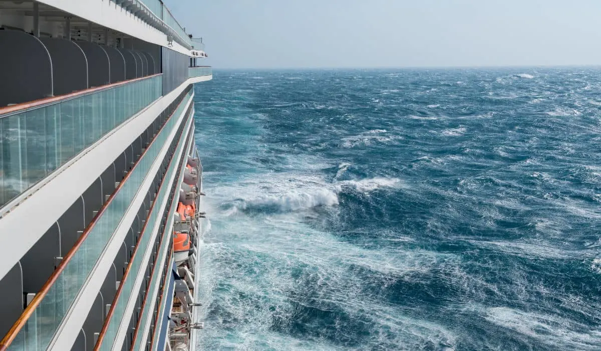 Cruise ship in rough seas