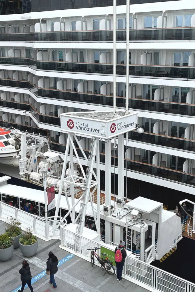 Guests boarding a cruise ship in Vancouver