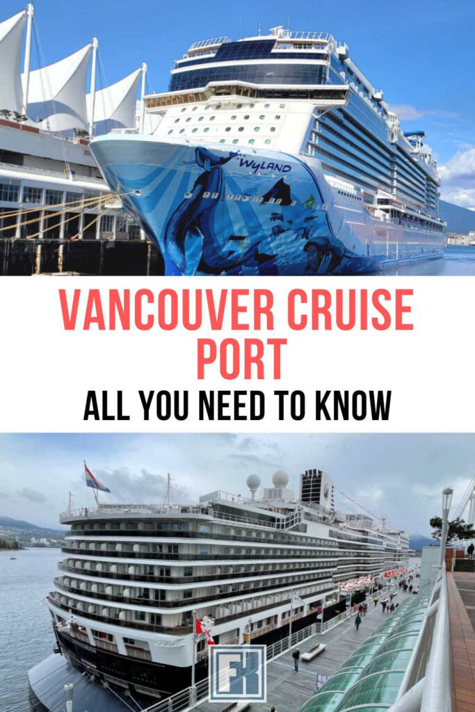 Two cruise ships docked at the Vancouver cruise port