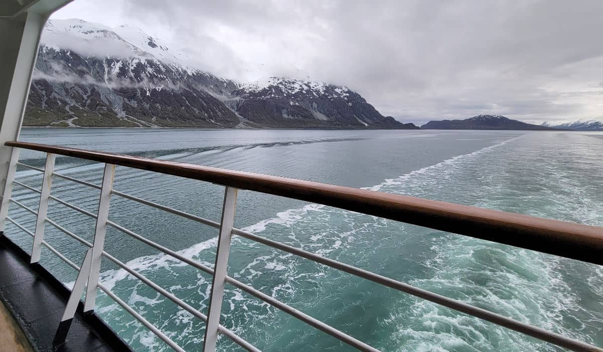 View from the aft on a cruise sea day