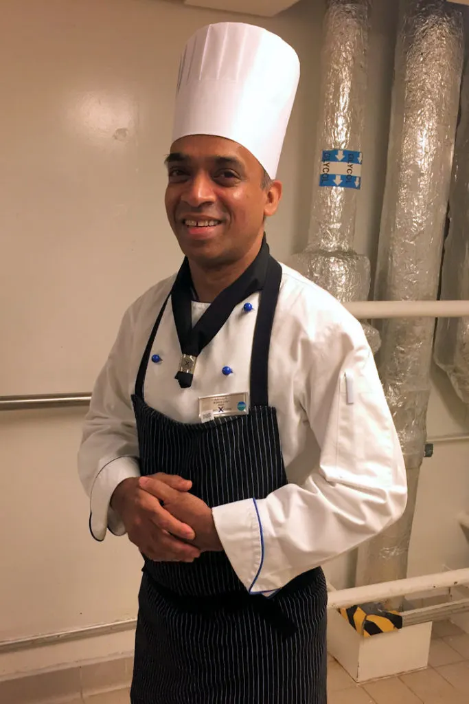 Celebrity Cruises heartbeat of the operations galley tour guide, Xavier who is a sous chef.