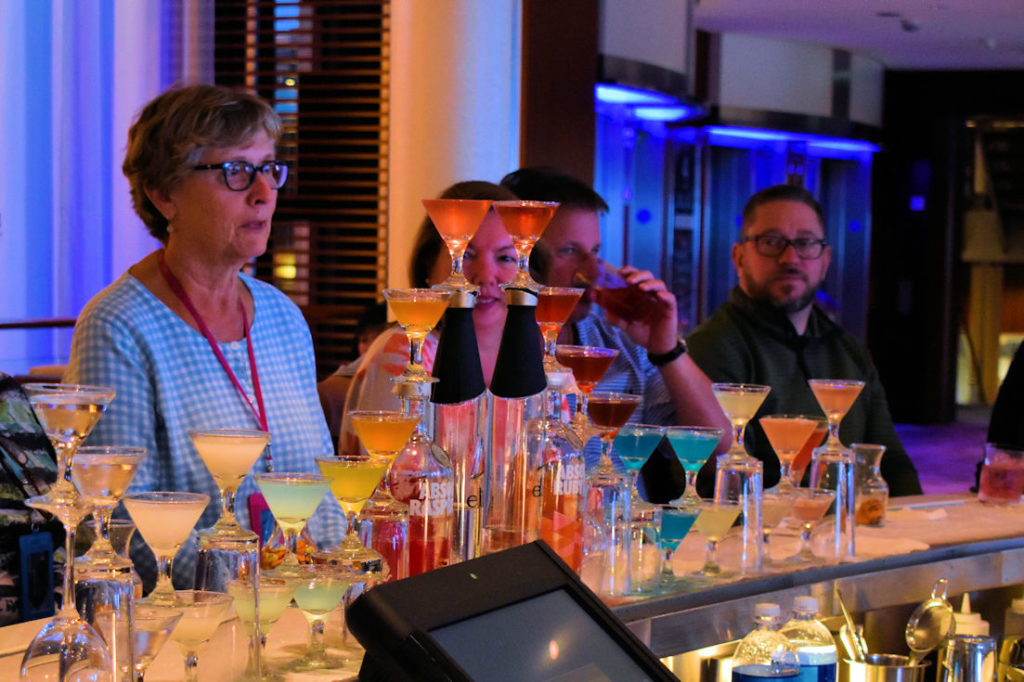 A freshly created double martini flight at Celebrity Cruises Martini Bar