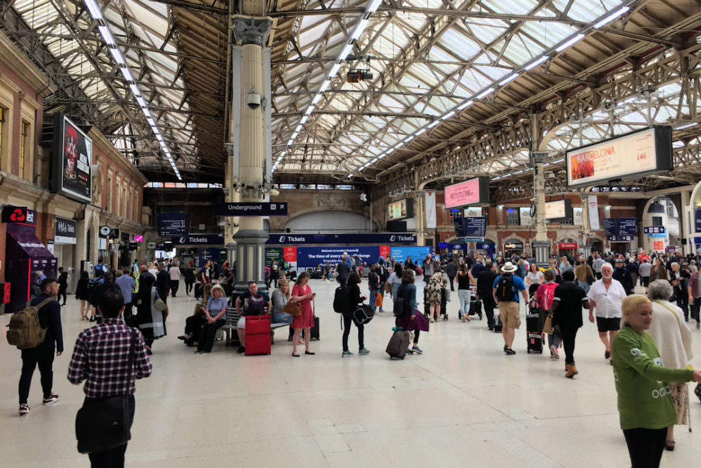 London's Victoria train station during off-peak hours