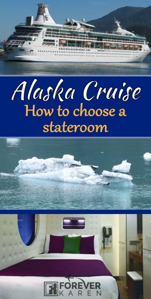 A Royal Caribbean cruise ship, glacial ice, and a cruise ship solo cabin