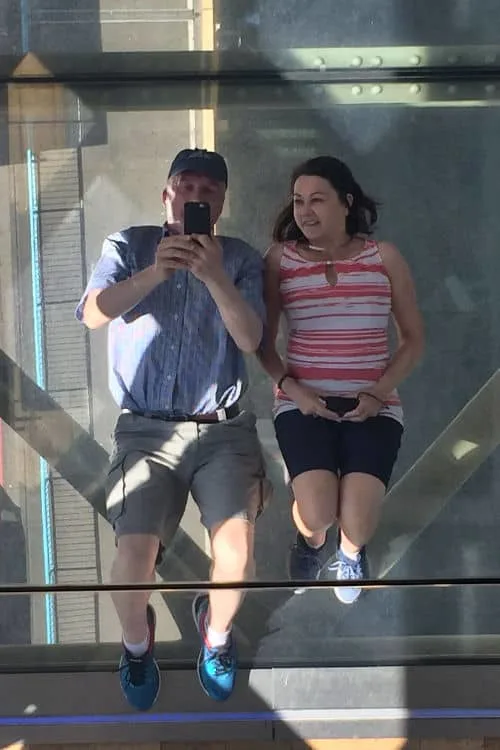 Taking selfies on the Tower Bridge glass floor