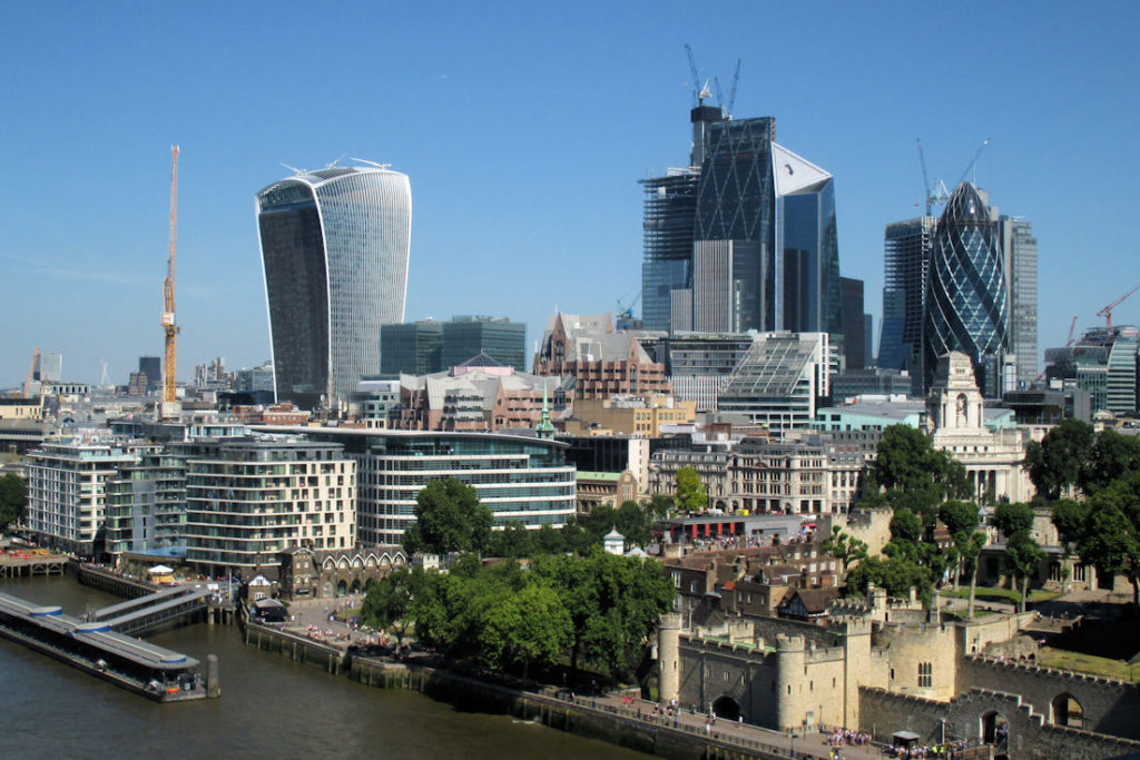 Tower Bridge offers amazing views of the Walkie Talkie building, The Gherkin and the Tower of London in the foreground