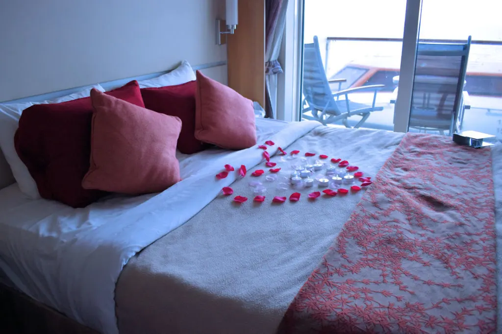 A romantic cruise stateroom