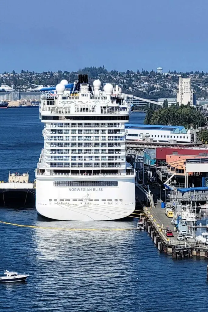 The Norwegian Bliss docked in Seattle, Washington