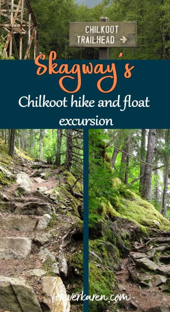 The Chilkoot Trail Hike and Float tour in Skagway, is a fantastic excursion to take during an Alaska cruise. Walk in the steps of the Goldrush prospectors on the Chilkoot Trail, followed by a lazy raft float down the Taiya River. #skagway #chilkoottrail #alaskacruise #alaskatravel 