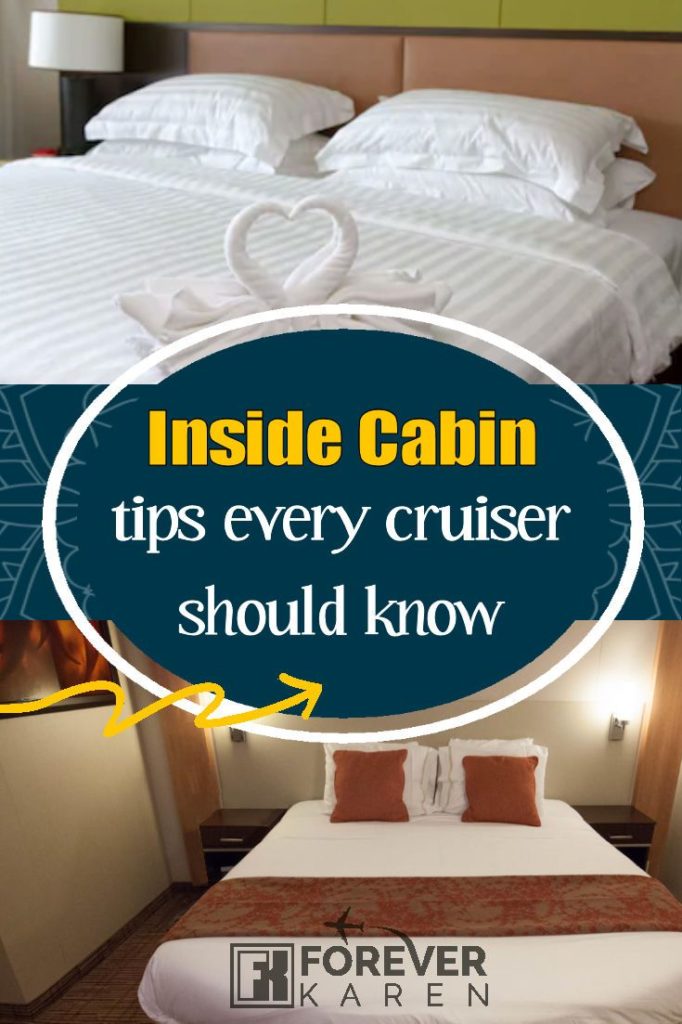 While we all prefer to cruise in a balcony stateroom, there are reasons for choosing an inside cabin. Read why you might book an inside, how to organize your tiny space and learn about inside staterooms that have doors to the outside. #insidecabin #cruisetips #cruise
