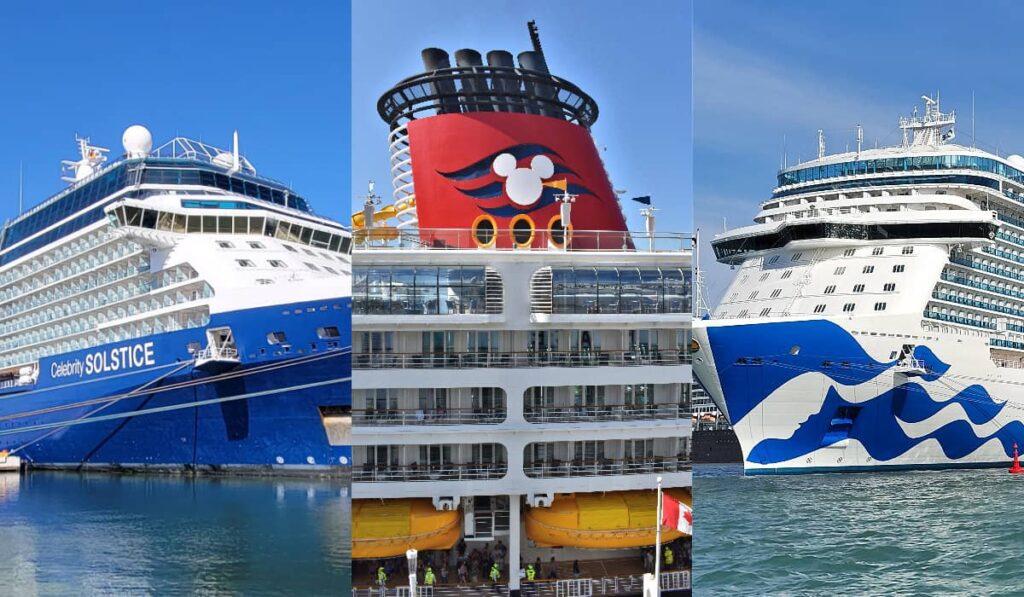 Three popular cruise lines' ships