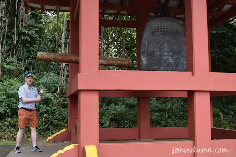 Visitors to the Byodo-In Temple are invited to ring the sacred bell