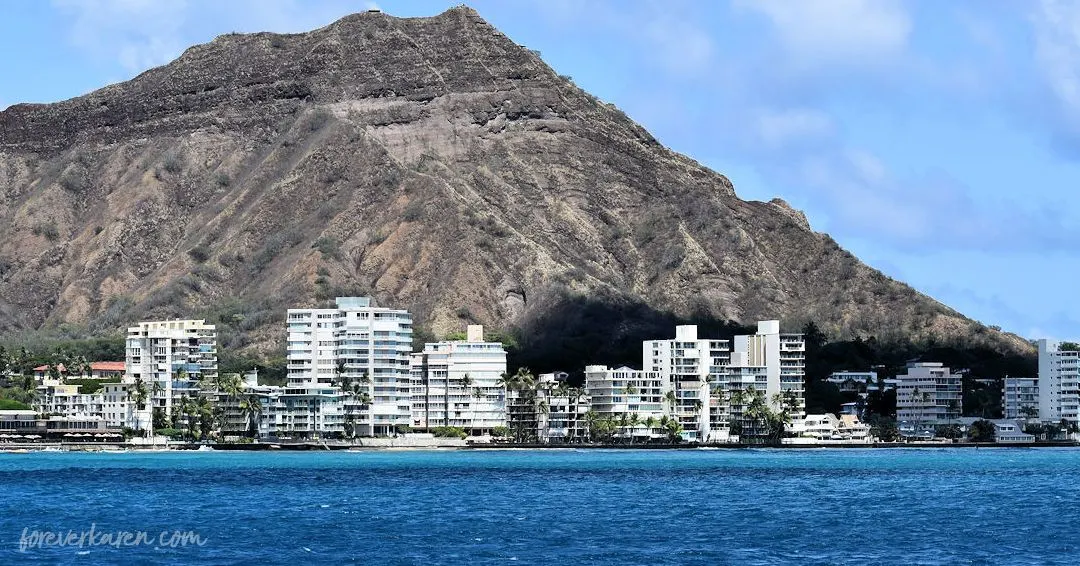 View of Diamond Head crater from the ocean