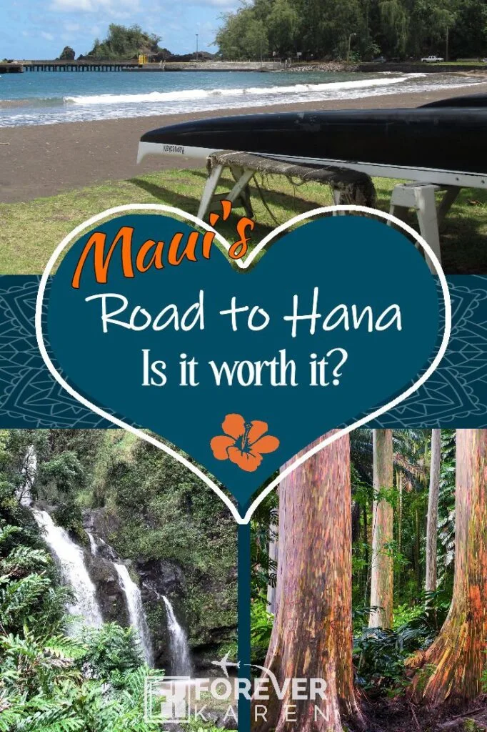 With cascading waterfalls, black sand beaches, hairpin turns and one lane bridges, the Road to Hana is one of the ultimate drives around the world. A Maui map shows you where to stop, waterfalls to see, black sand beach locations and the best banana bread. #roadtohana #mauivacation #mauihawaii 