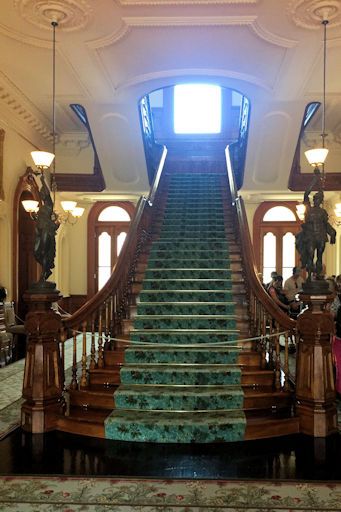 The grand staircase is the showcase of the main floor inside the Iolani Palace