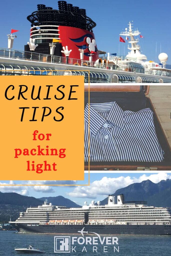 Packing light for your cruise vacation doesn’t mean your wardrobe has to be boring. Practice these awesome minimalist packing tips and you’ll have plenty to wear and not have to pay overweight charges at the airport. #packingtips #packinglight #cruisepacking #minimalistpacking #cruisetips