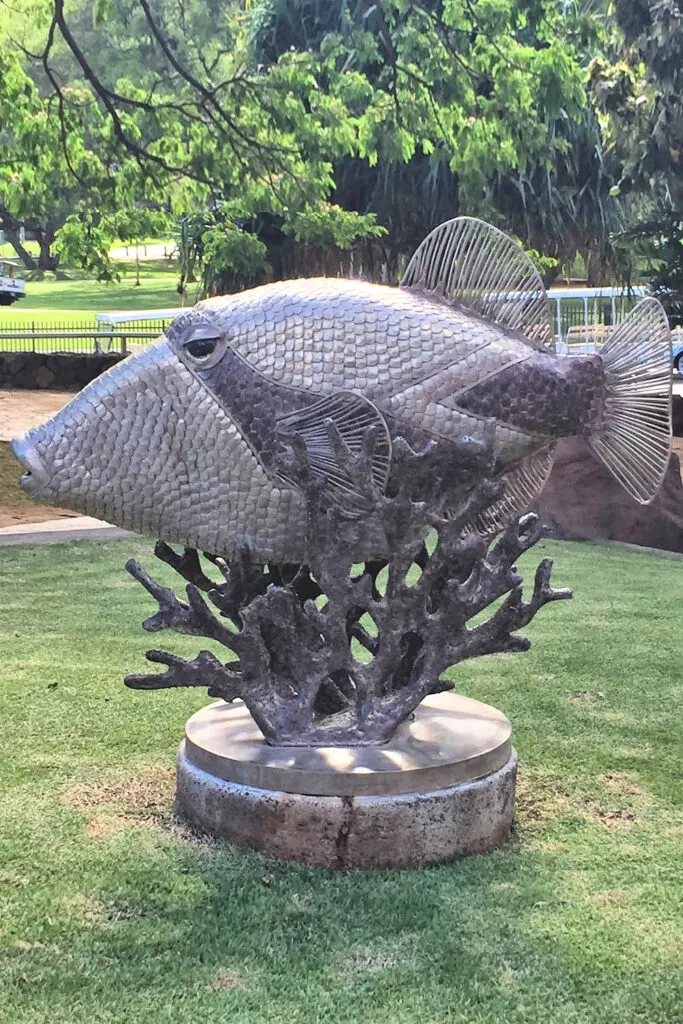 A Humuhumunukunukuapuaa Fish sculpture