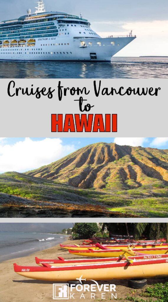 A cruise ship, mountain range and canoes in Hawaii