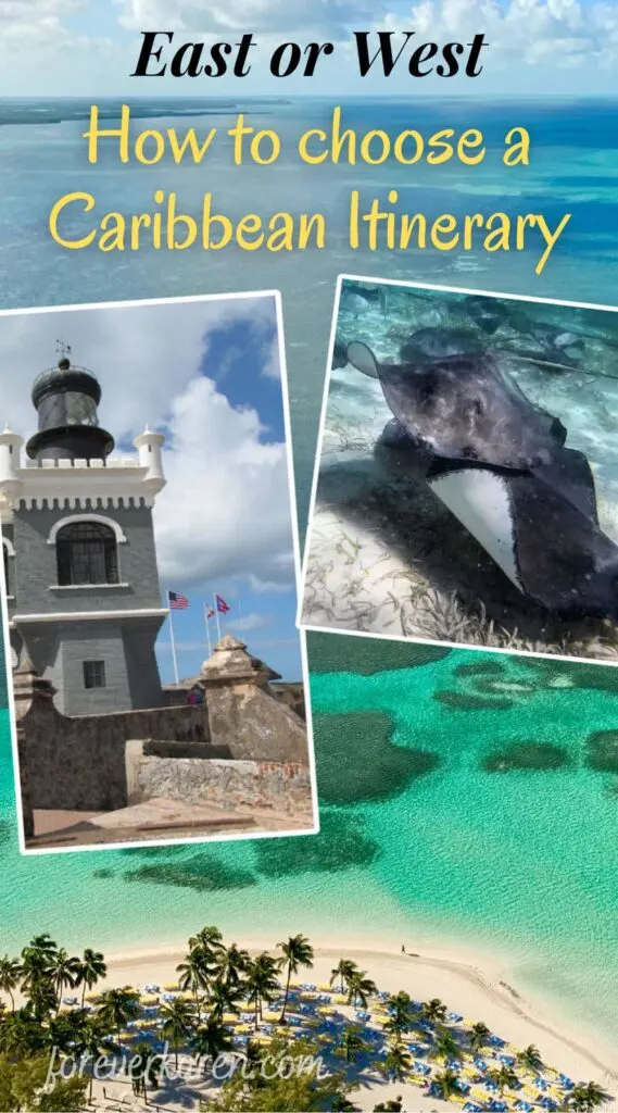 A Caribbean beach, El Morro lighthouse, and stingrays in the ocean