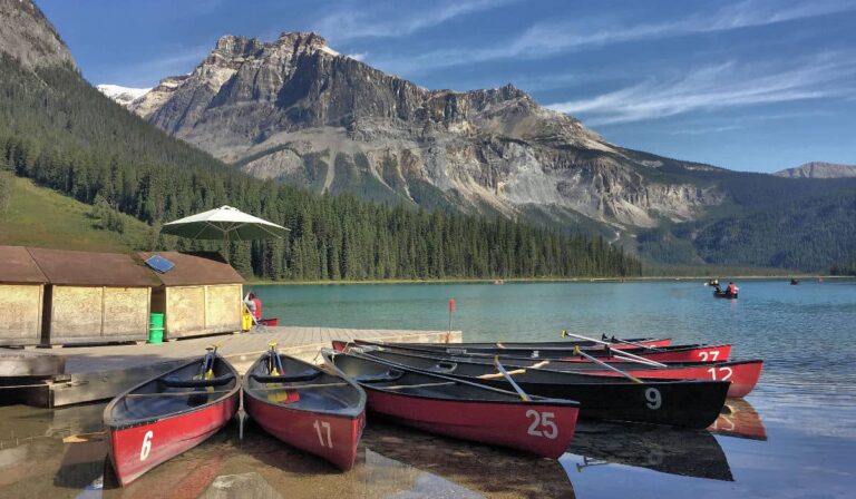 Canoes at Emerald Lake in Yoho National Park