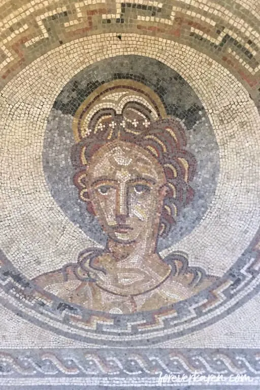 Venus detail of the Venus and Gladiator mosaic at Bignor Villa