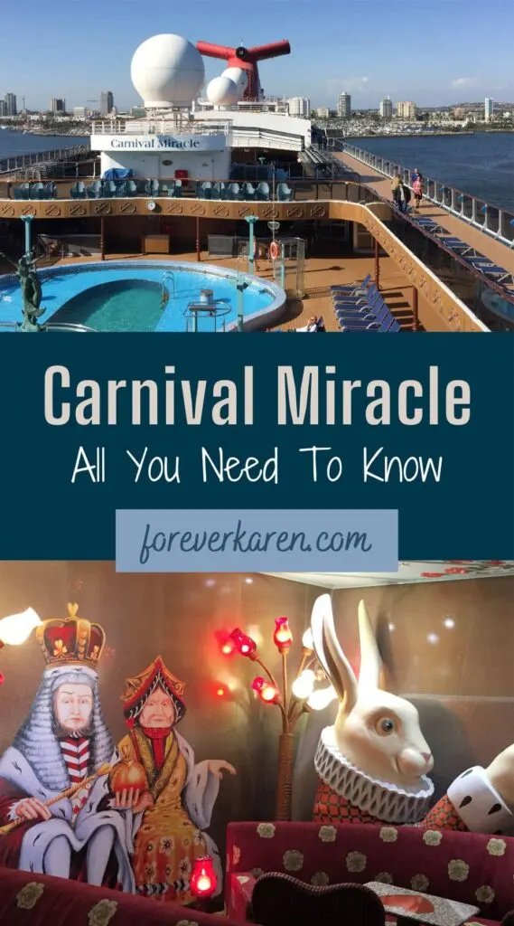 The Carnival Miracle and onboard Mad Hatter's Lounge