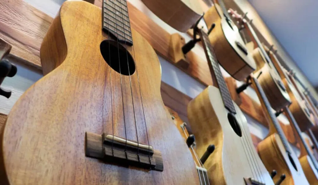 Ukuleles in Hawaiian make a great souvenir