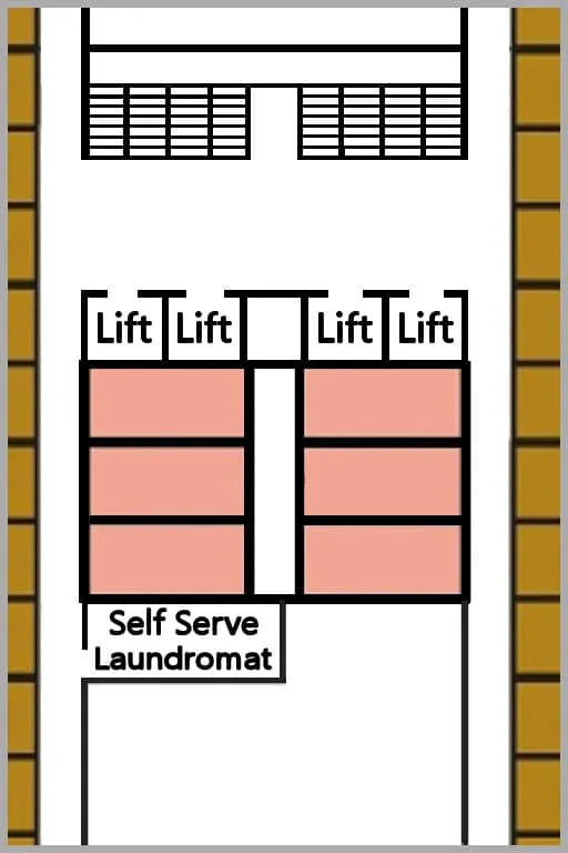 Cruise cabins next to the elevators