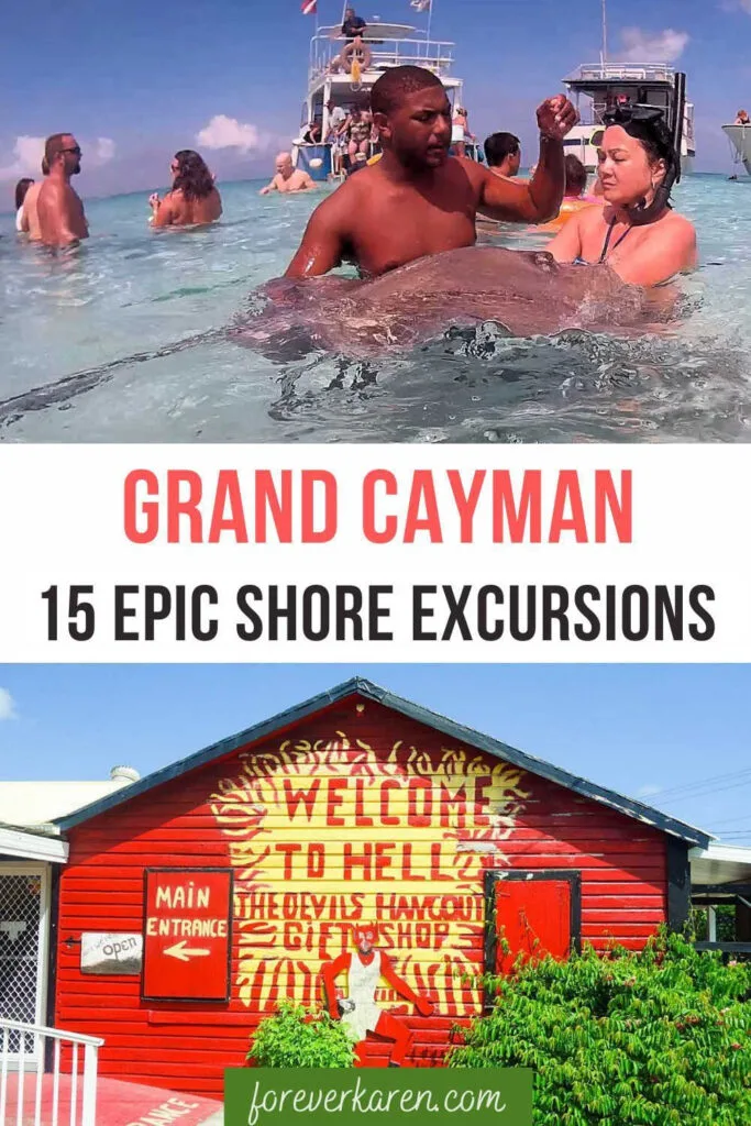Holding a stingray and the hell Gift Shop in Grand Cayman