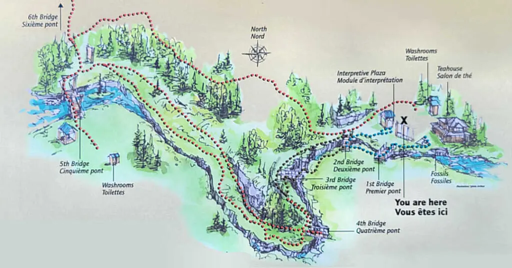 Maligne Canyon map with trail options