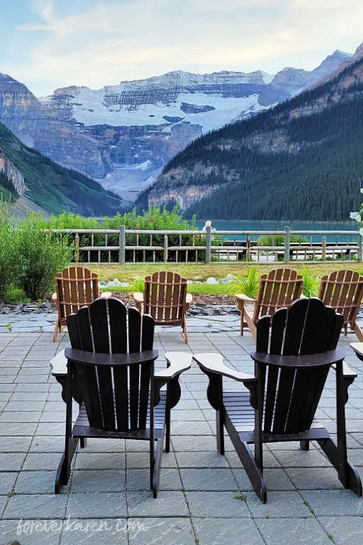 Adirondack chairs on the Chateau Lake Louise lawn