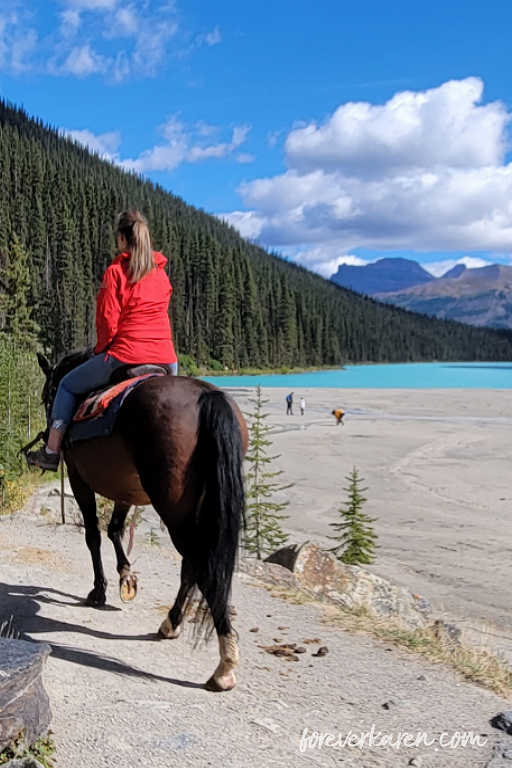 A horseback rider at the Lake Louise