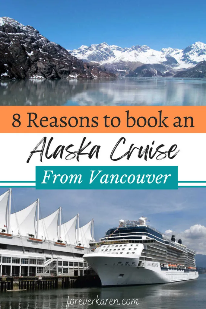 The Vancouver cruise terminal and an image of Glacier Bay National Park, Alaska