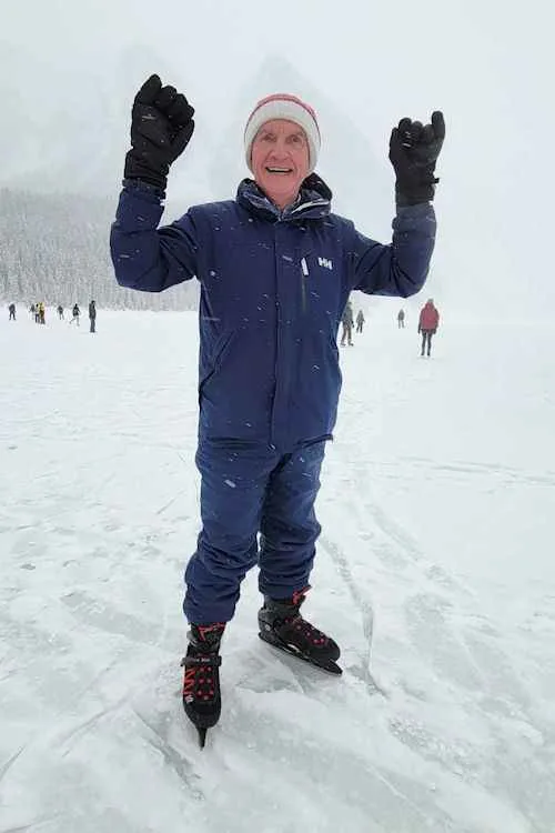 Ice skating on Lake Louise in December