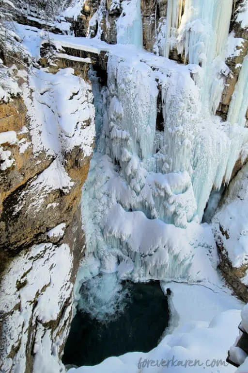 Johnston Canyon Upper Falls in winter
