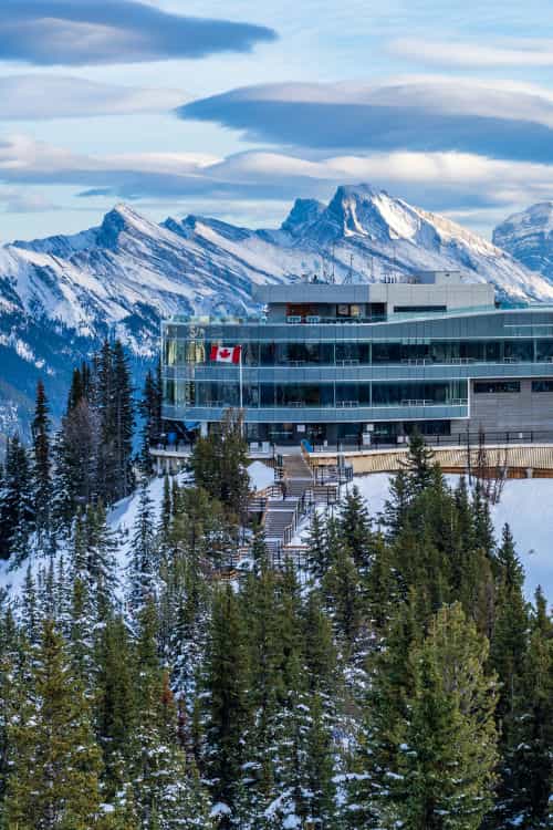 Sulphur Mountain interpretive centre in winter