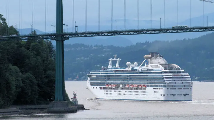 Alaska cruise from Vancouver, sailing under the Lionsgate Bridge