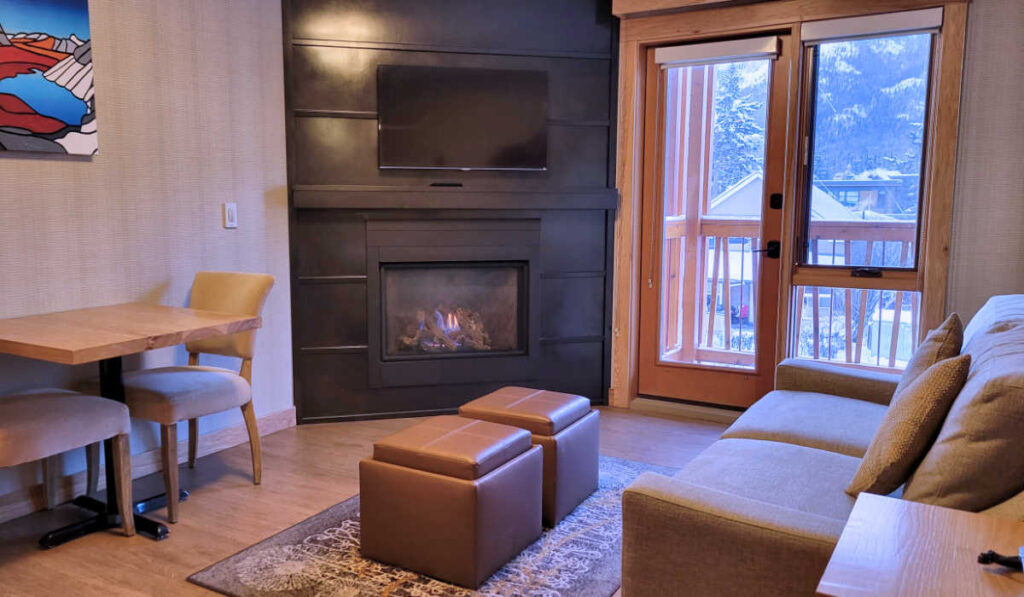 Moose Hotel suites have a fireplace and dining area