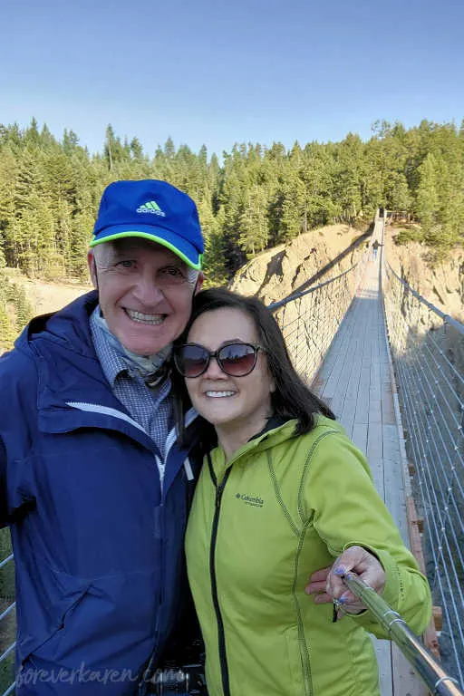 My husband and I crossing the Golden Skybridge