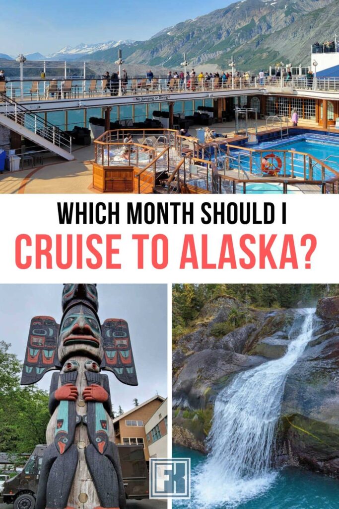 Images of an Alaska cruise in different months