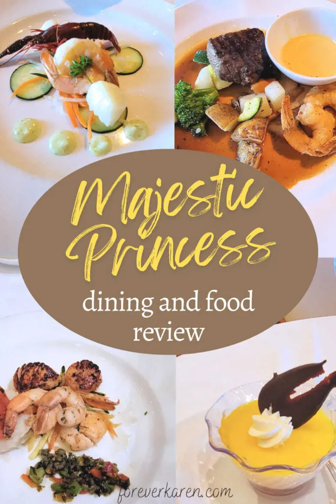 The Majestic Princess offers a variety of dining choices, including three specialty restaurants. Their fee for food venues serves seafood, steak, Italian dishes, and Asian food. After a 7-dday cruise to Mexico, read my full review of their food selects and dining choices.