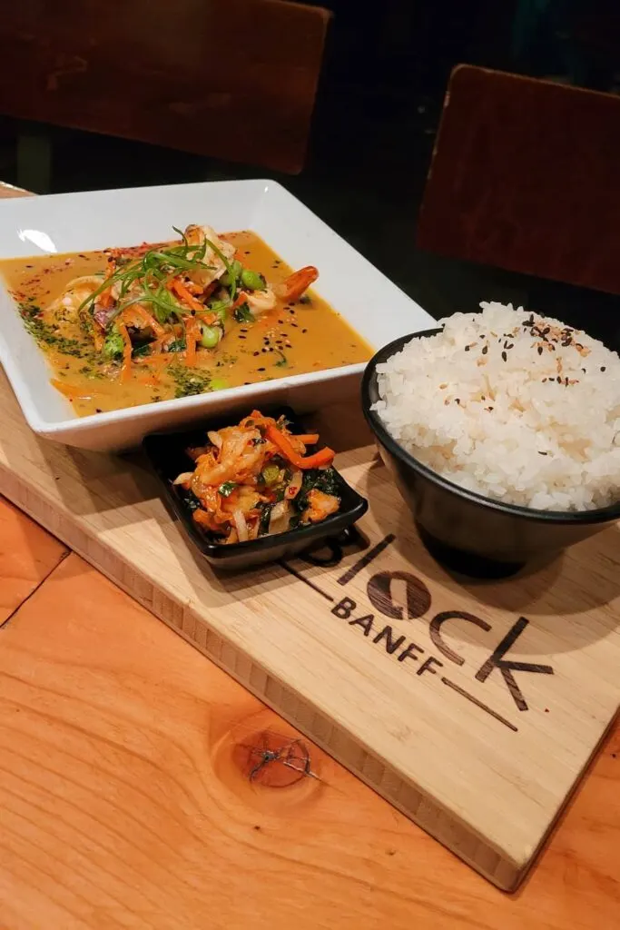 Thai Shrimp Curry at the Block Kitchen + Bar, Banff