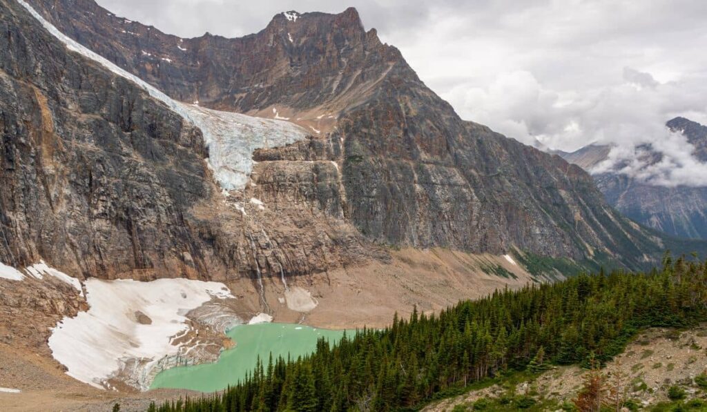 Angel Glacier and Cavell Pond from Edith Cavell Meadows
