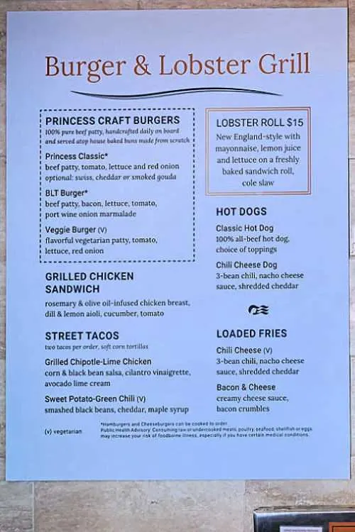 Burger and Lobster grill menu