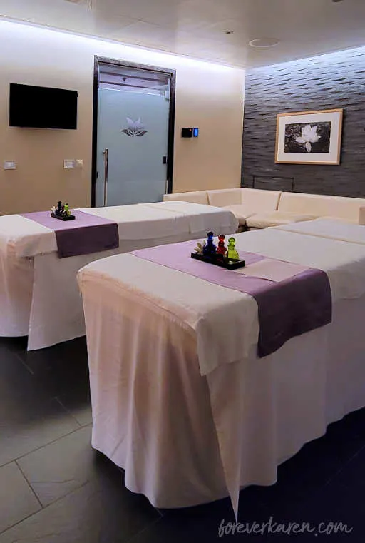 Lotus Spa couples treatment room on a cruise ship