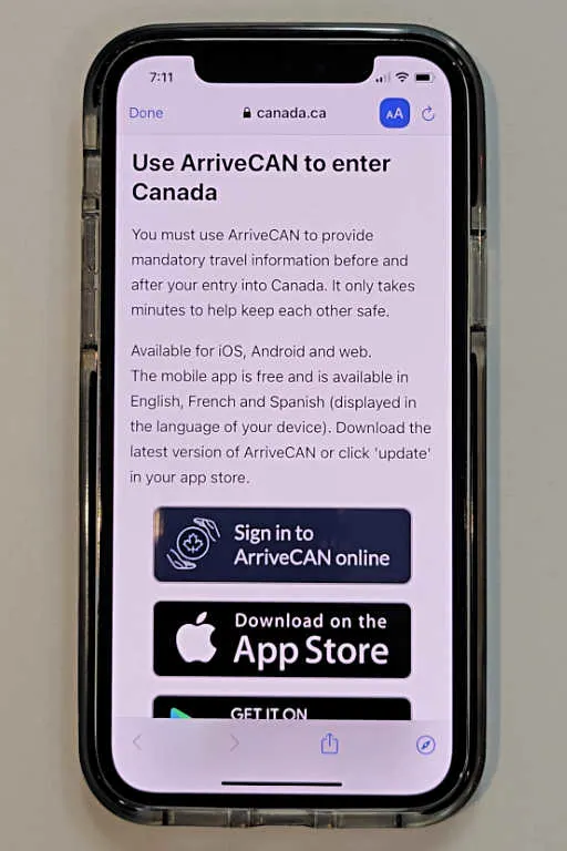 Use the ArriveCan to enter Canada