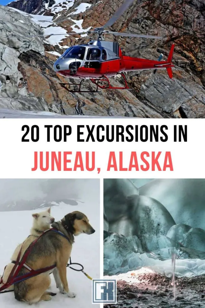 A helicopter landing on a glacier in Juneau, sled dogs, and an ice cave